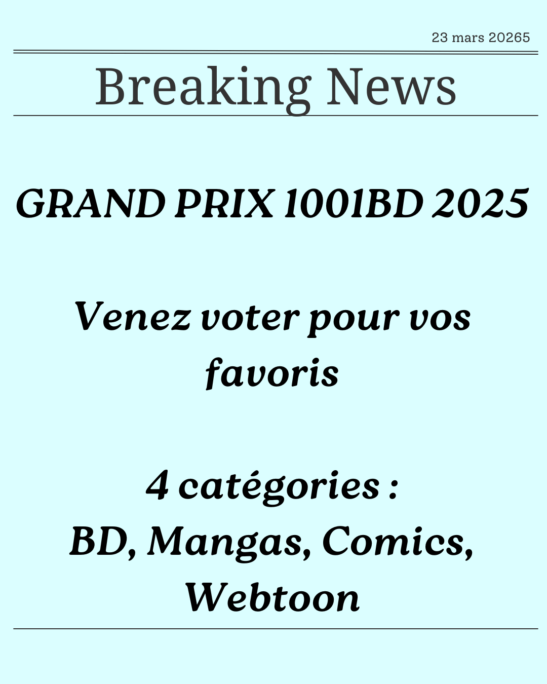 Grand prix 1001bd 2025 : les votes sont ouverts
